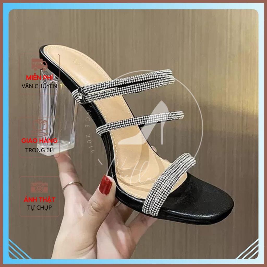 Guốc cao gót 9 phân LTG24 quai trong đính đá VIETLAVANI
