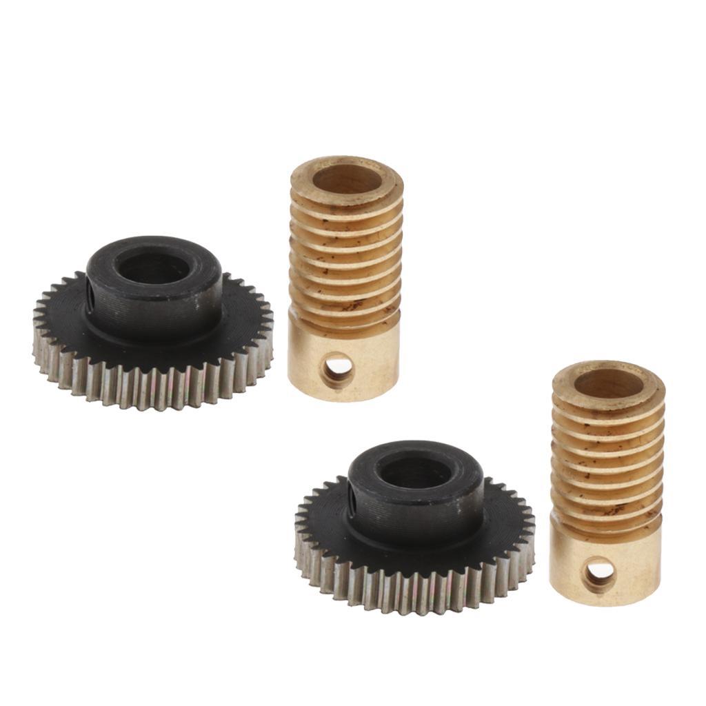 4pcs 0.5 Modulus Steel Worm Gear Wheel + Brass Gear Shaft Set Hole 6mm