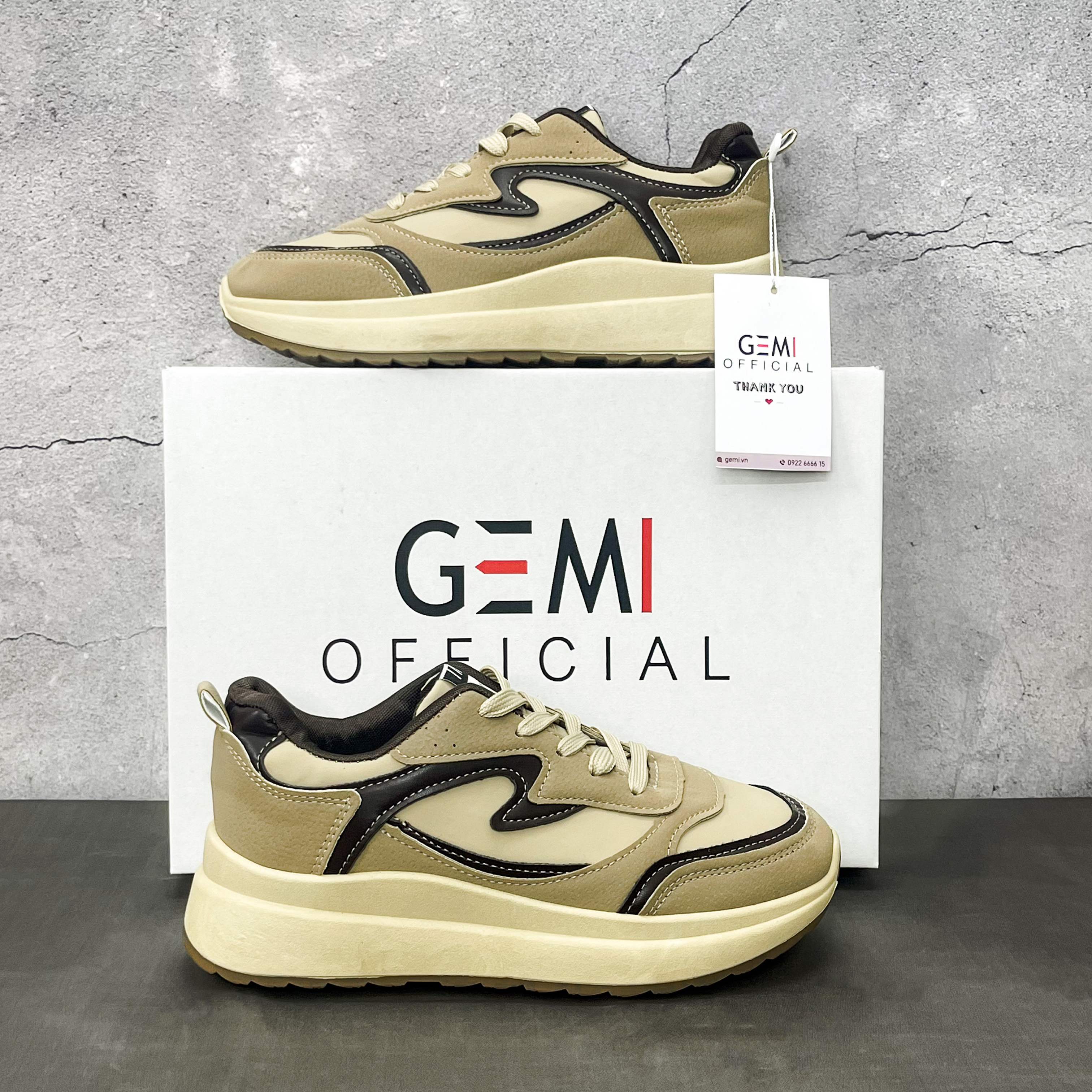 Giày thể thao nữ GEMI - giày ullzzang màu Đen- Nâu, phong cách trẻ trung năng động - M7301