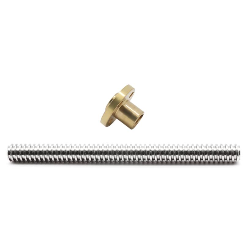 Vít Chì T8 OD 8mm 2mm Chì 2mm/8mm 150mm 200mm 250mm 300mm 330mm 350mm 400mm 500mm Với đai ốc bằng đồng thau cho máy in 3D Reprap