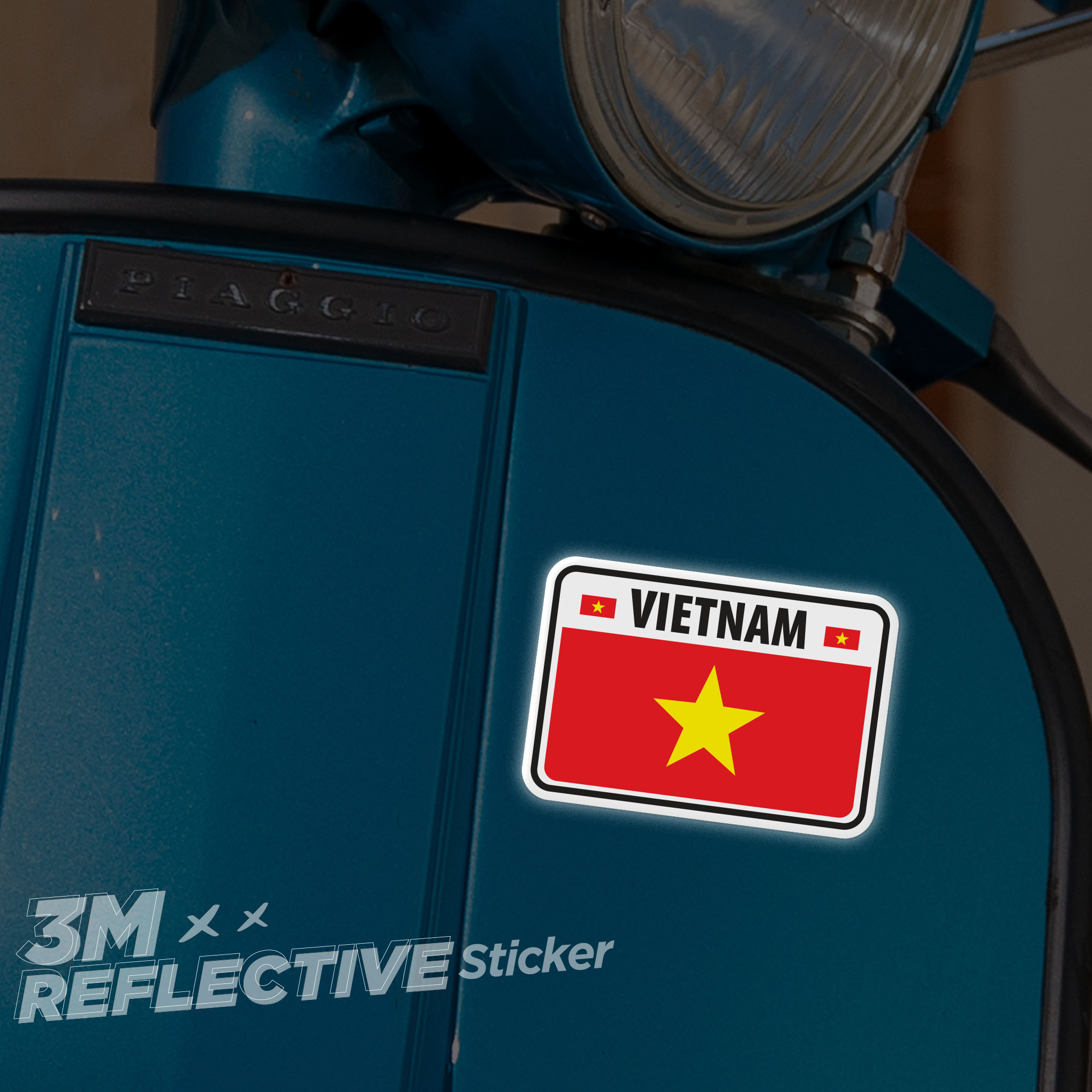 VIETNAM FLAG RECTANGLE 3M - Reflective Sticker Die-cut phản quang thương hiệu STICKER FACTORY