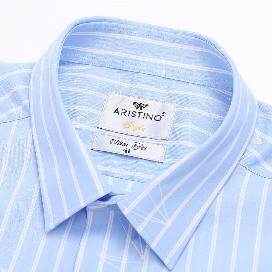 Áo sơ mi nam ngắn tay ARISTINO phom Slim fit vừa vặn, họa tiết xanh kẻ trắng trẻ trung, thời thượng - ASS337S2