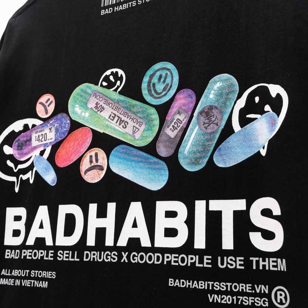 Áo thun unisex tay lỡ BAD HAPPY PILLS || Hany shop