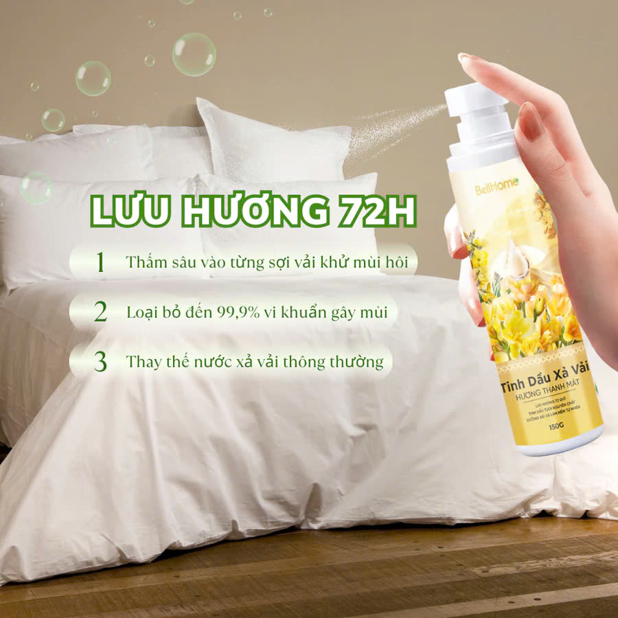 Tinh dầu xả vải Bell Home tím 150g, Mềm vải, kháng khuẩn, hương thời thượng, lưu hương lâu