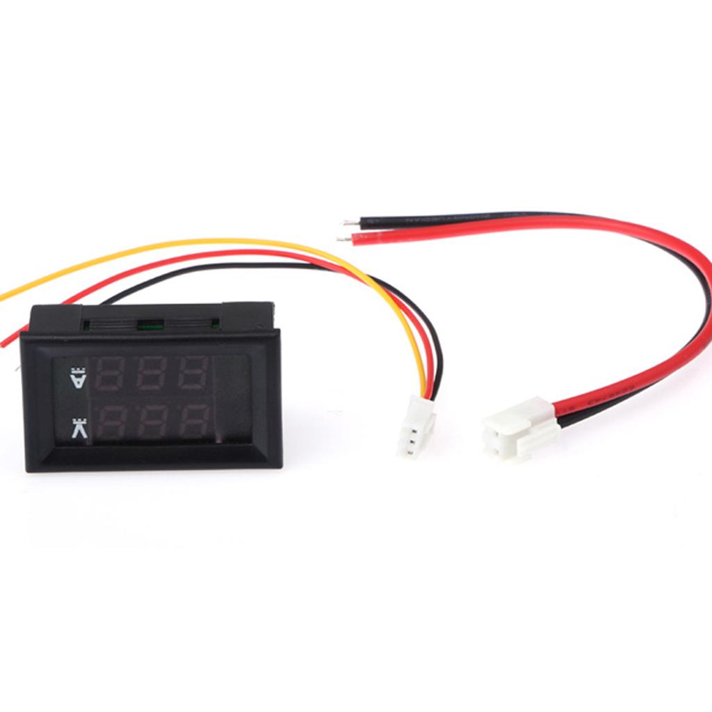 Digital Current Tester Multimeter DC 100V Volt 2A Ampere Battery Monitor Gauge 2in1 Red LED Display Car Automotive 12V 24V Built-in Shunt