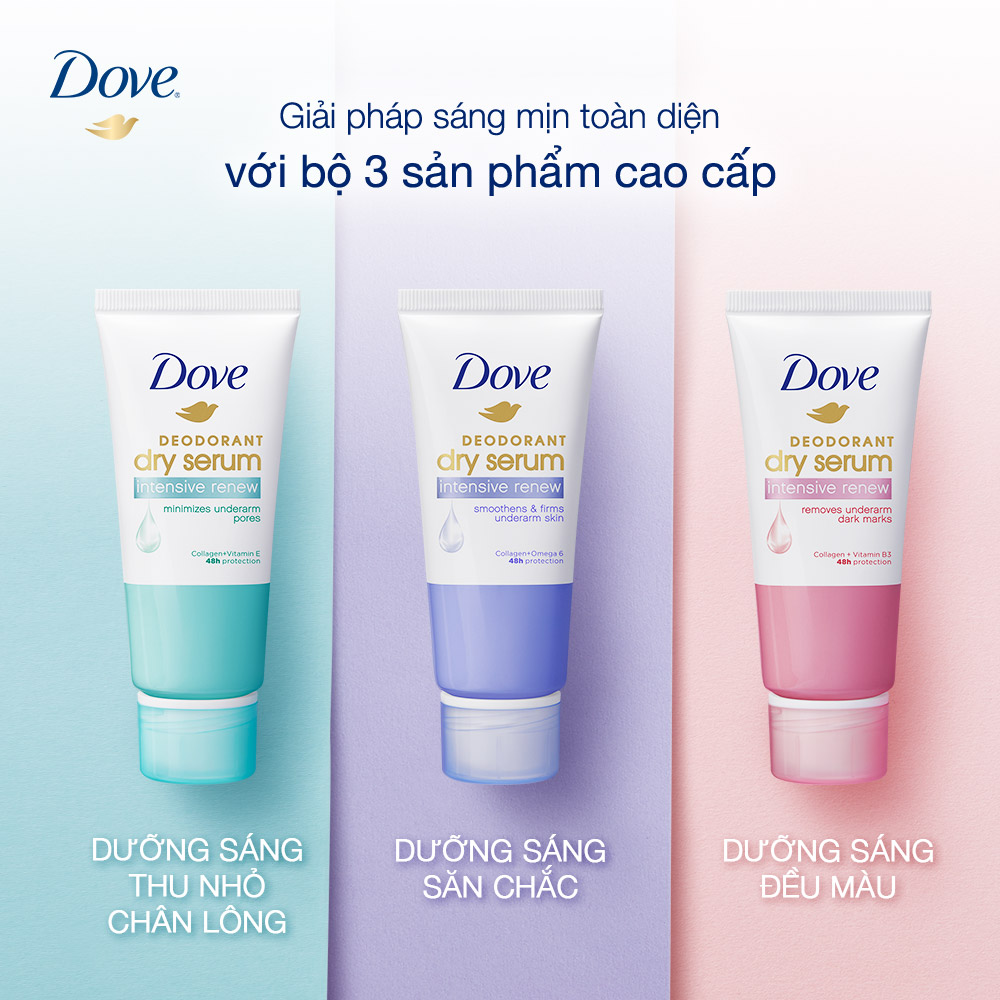 [Nhập ULVDOVE20 giảm 20K] Combo 2 Kem khử mùi Dove tinh chất serum dành cho nữ với Collagen &amp; Vitamin B3 dưỡng da sáng mịn &amp; đều màu, 50ml