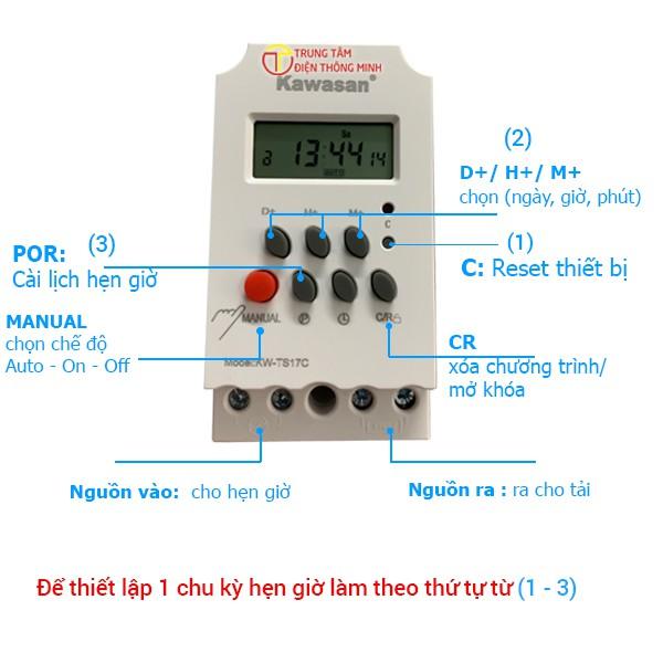 Công tắc hẹn giờ tự động Timer 24h Kawasan KW-TS17C - Hàng chính hãng