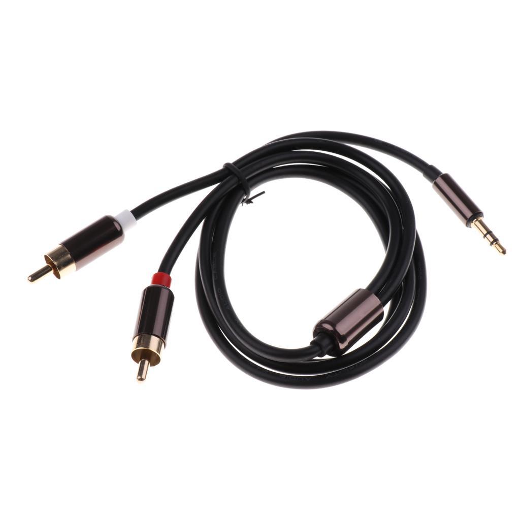 3.5mm Stereo Male Plug to 2 RCA Audio Male Adapter Speaker Cable Cord