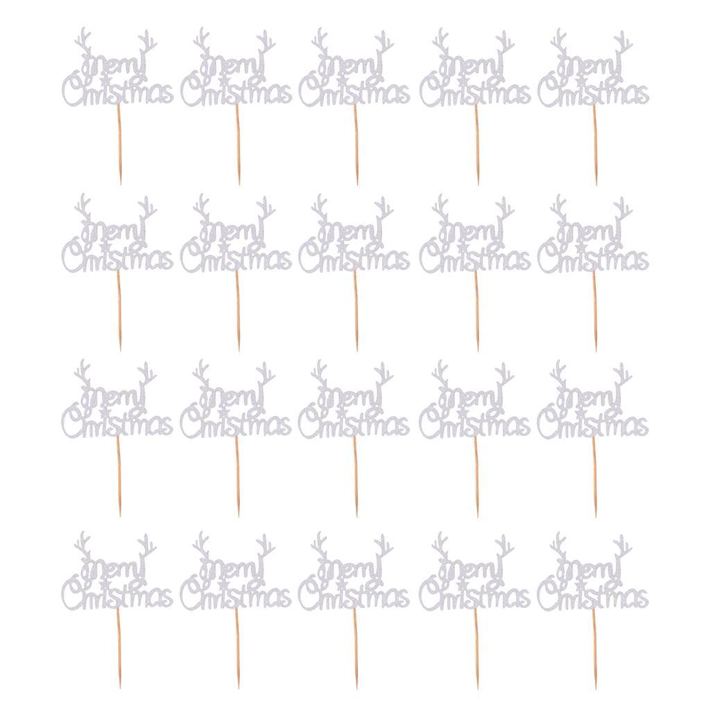 20 Pieces Merry Christmas Cake Topper Cake Centerpieces Cake Decoration