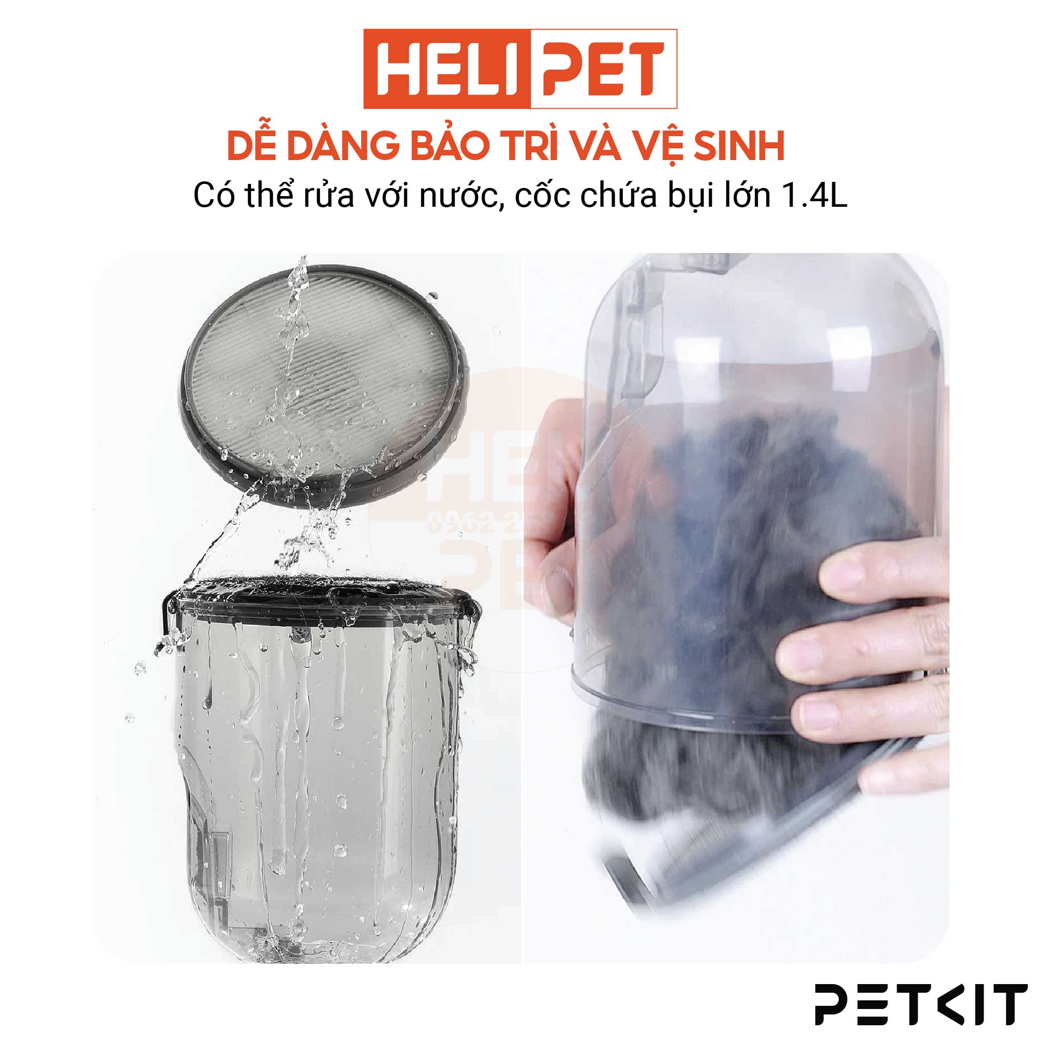 Máy Cắt, Tỉa, Hút Lông Chó Mèo 5 Công Dụng PETKIT AirClipper 5-in-1 Pet Grooming Kit - HeLiPet