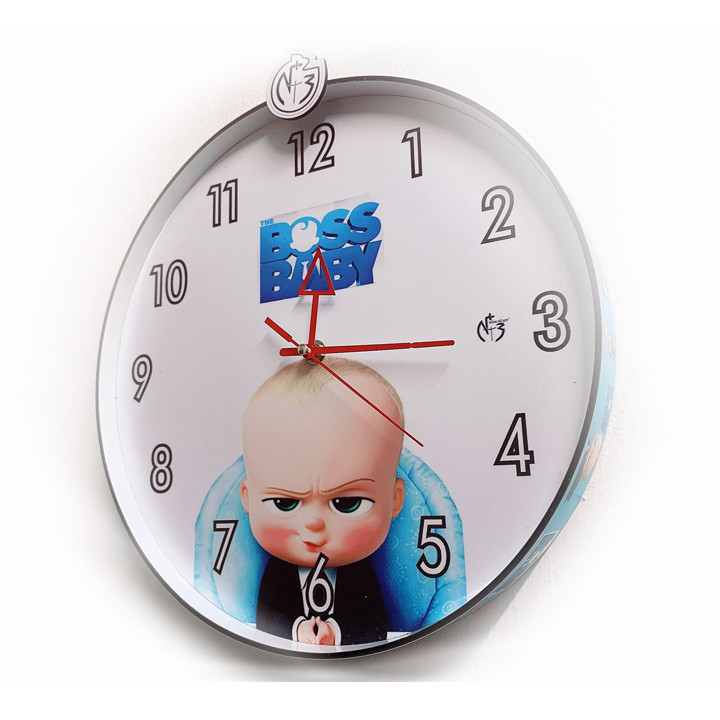 Đồng hồ trang trí treo tường độc đáo BOSS BABY, kim trôi, không gây tiếng ồn, sản xuất thủ công