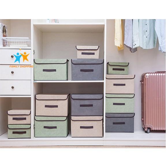 Combo 2 Hộp Đựng Đồ - Thùng Đựng Quần Áo Chăn Mềm Đồ Chơi Đa Năng Bằng Vải Có Nắp Đậy.