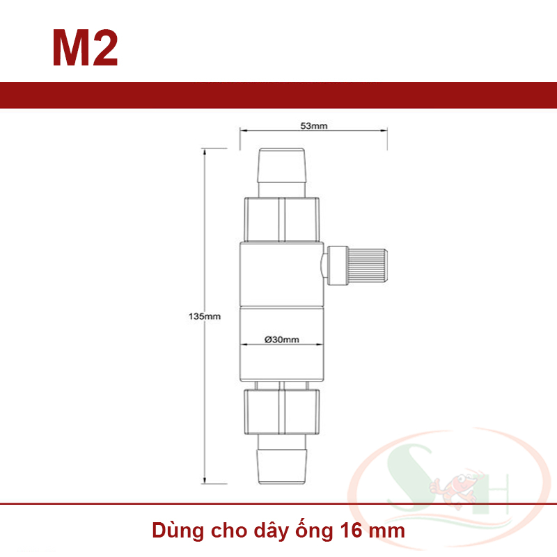 Trộn co2 Qanvee Out Tank Atomizer M1, M2 phi 12, 16 mm chữ T gắn ngoài bể thủy sinh