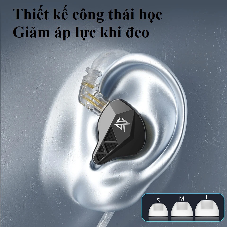 Tai nghe nhét tai giắc 3.5 tích hợp mic đàm thoại củ tai 3D Kz EDXS _ Hàng chính hãng