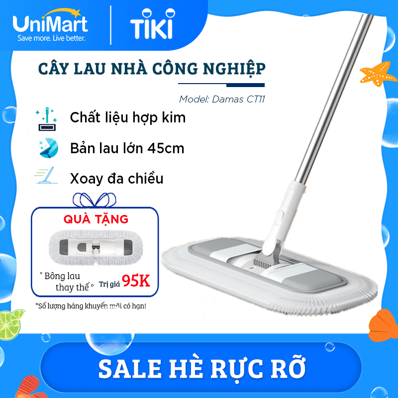 Cây Lau Nhà Tự Vắt Thông Minh Cao Cấp, Chổi Lau Nhà 360 Độ Lau Sạch Vắt Khô DAMAS CT11 - Bông Lau Cotton Giúp Lau Sạch Nhanh Chóng, Khớp Xoay 180 Độ Linh Hoạt - Chiều Dài Lên Tới 75cm , Gấp Gọn Đơn Giản Với 1 Thao Tác, Móc Treo Tường Tiết Kiệm Không Gian