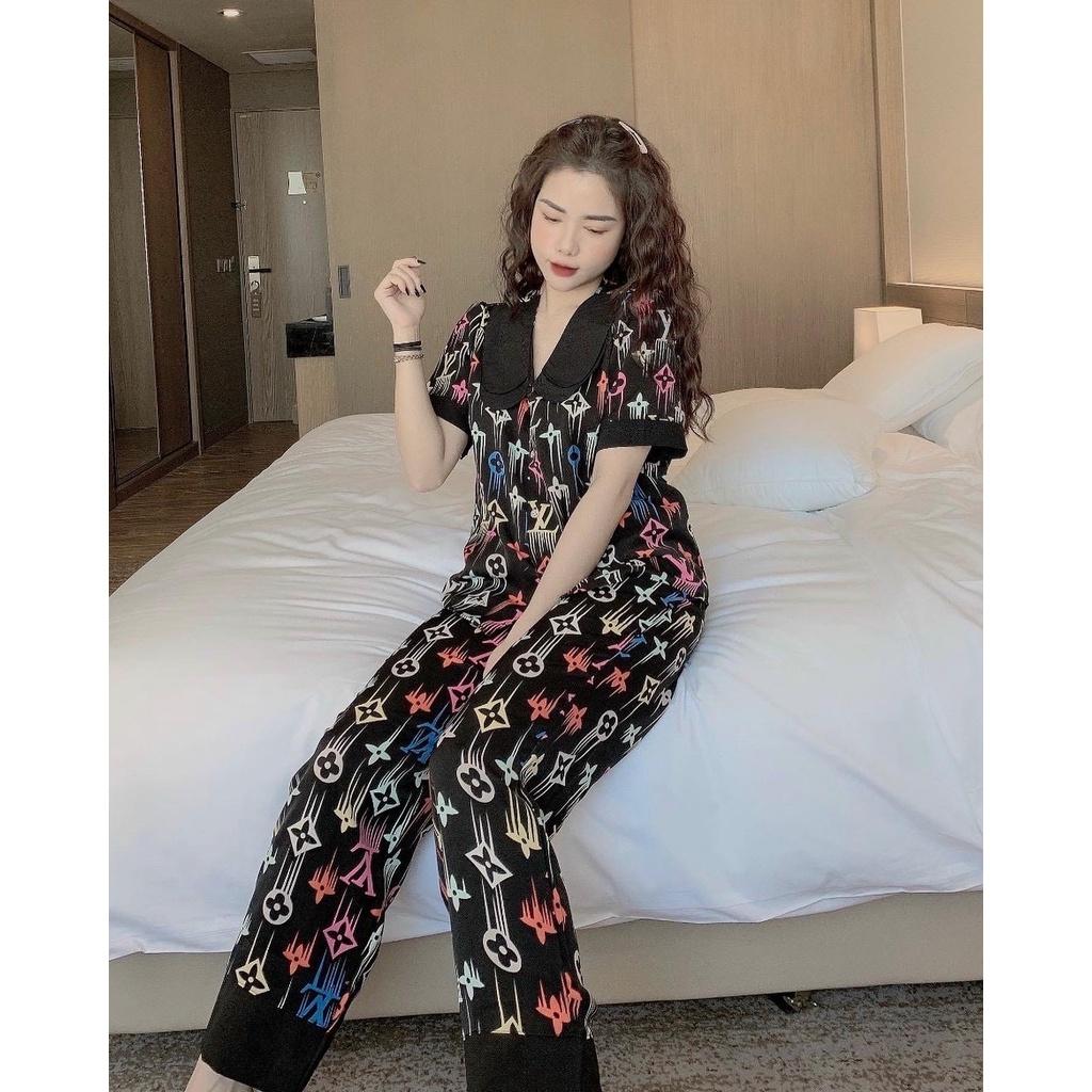 Đồ Bộ Ngủ Nguyên Set Pijama Cổ Thường Quần Dài Tay Ngắn Lụa Mango Thiết Kế Cao Cấp Không Xù Mẫu Hot 2021