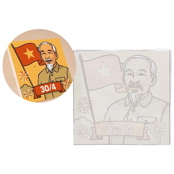 Tranh Tô Màu Số Hóa - Bác Hồ Ngày 30/4 - 30 x 30 cm - Dali K195