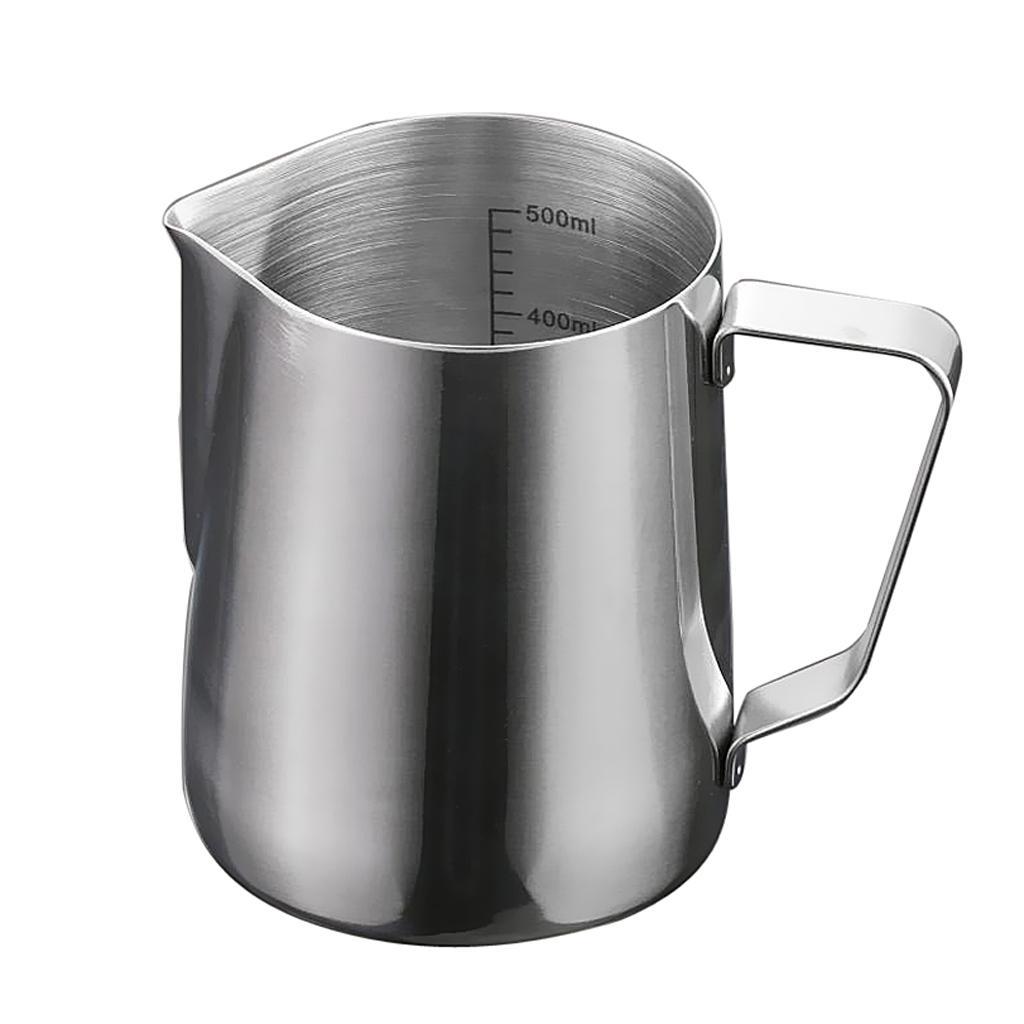 600ML Steel Coffee Milk Frothing Jug Garland Cup with Scale Thermometer
