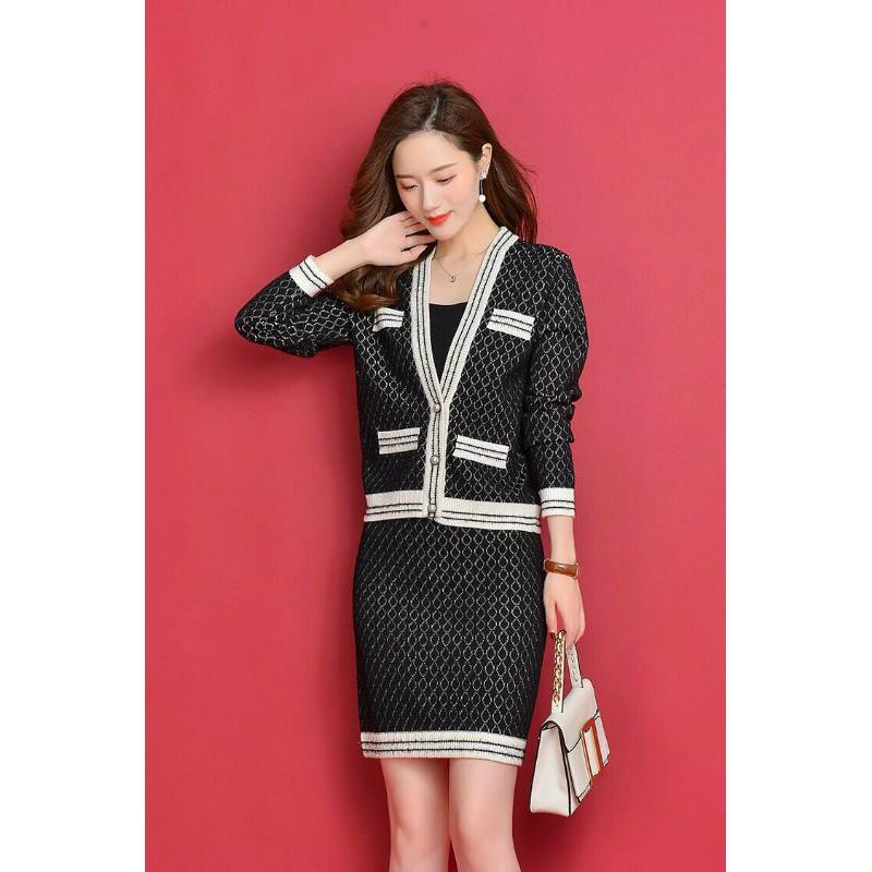 SET ÁO KHOÁC CHÂN VÁY LEN CAO CẤP