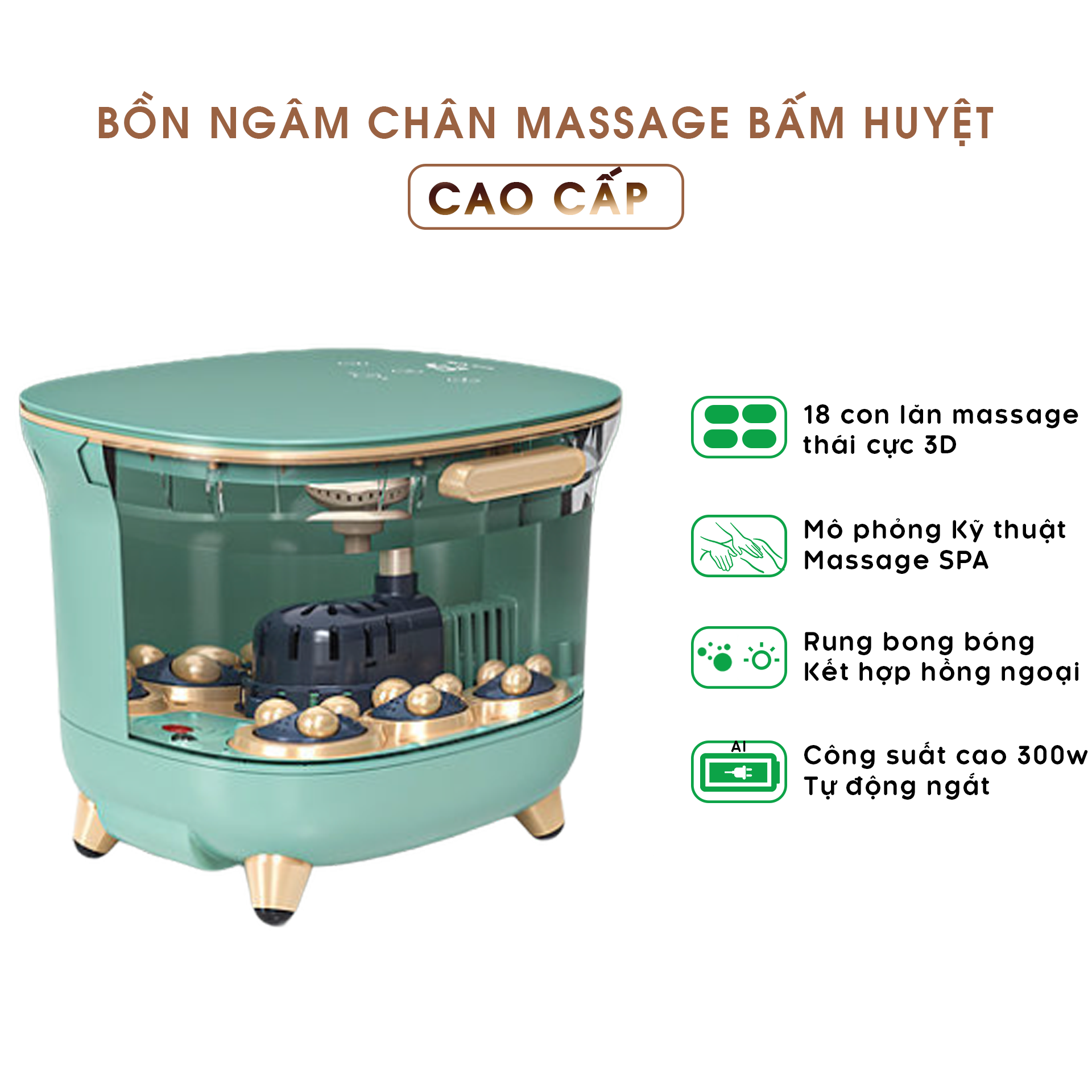 Chậu Ngâm Chân Massage AUX - Bồn Ngâm Chân Mát Xa Hồng Ngoại Tự Động Với Menu Cảm Ứng Và Remote Từ Xa