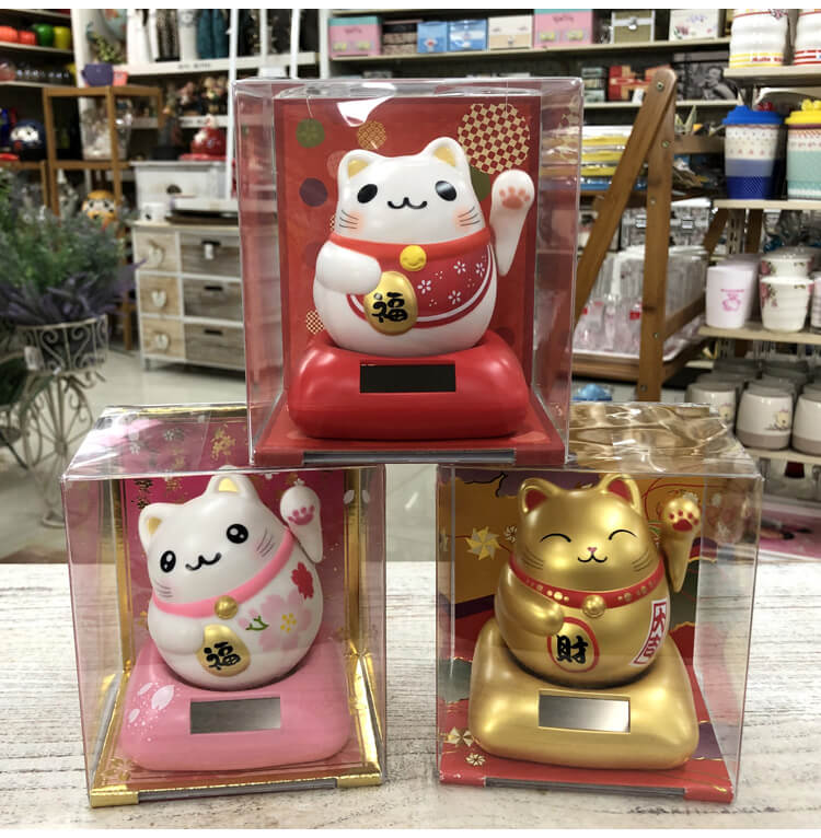 Mèo May Mắn Maneki Neko Nhật Bản 2023 Tự Động Vẫy Tay Chiêu Gọi Phúc Tài Pin Năng Lượng Ánh Sáng Hamart