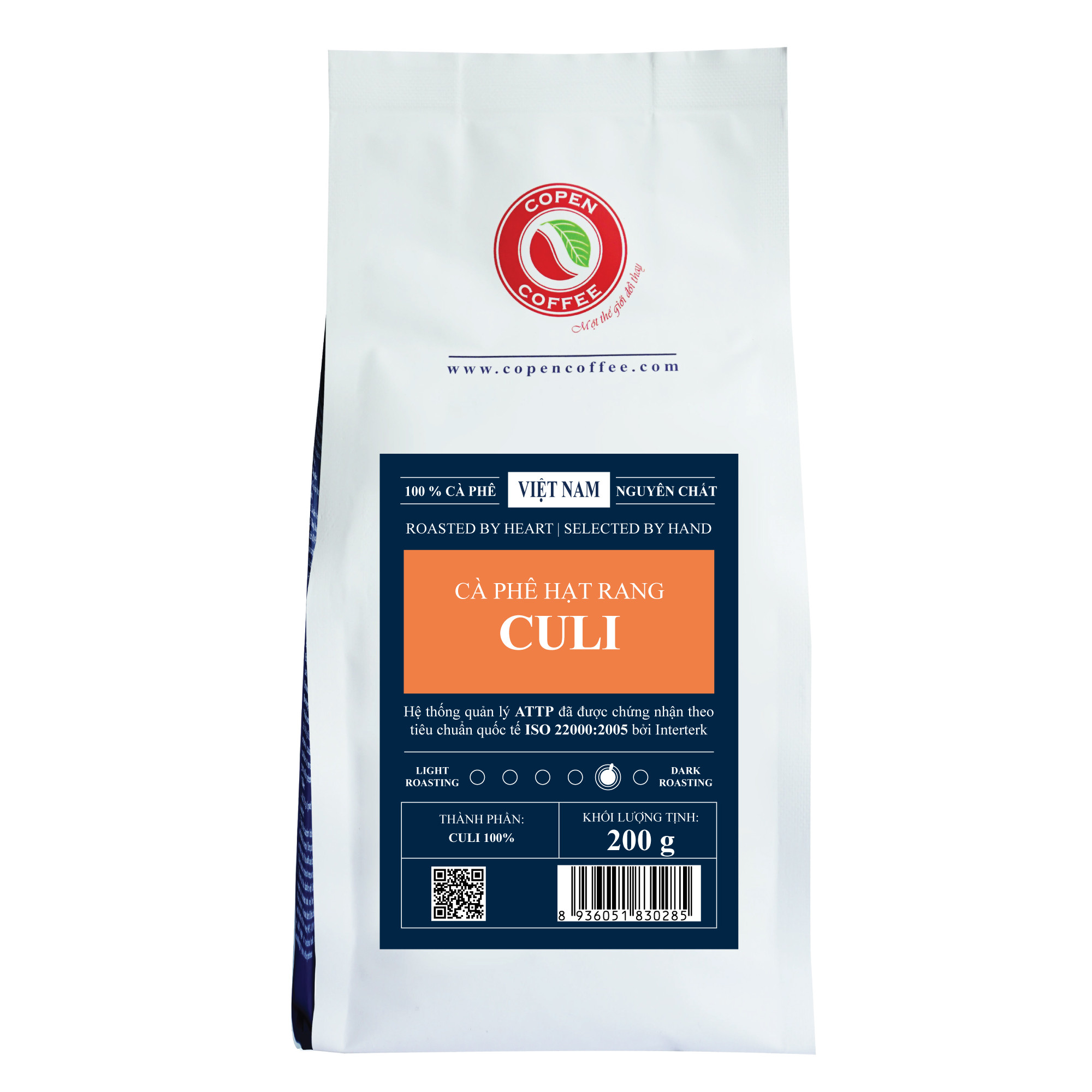 Cà phê hạt Copen Coffee Culi túi 200g (Nguyên Hạt Rang Mộc)