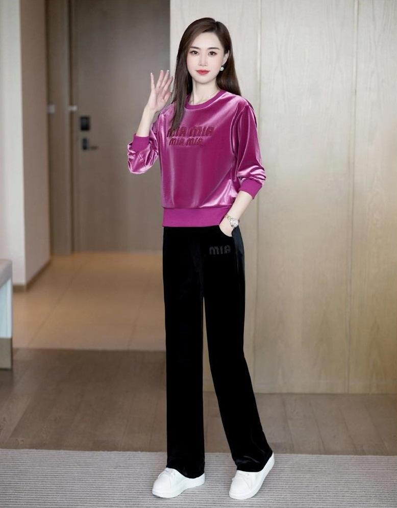 Bộ đồ trung niên nữ đẹp cao cấp B21 bộ nhung - quần áo thời trang cho mẹ bà, người lớn tuổi thu đông sang trọng Bigsize