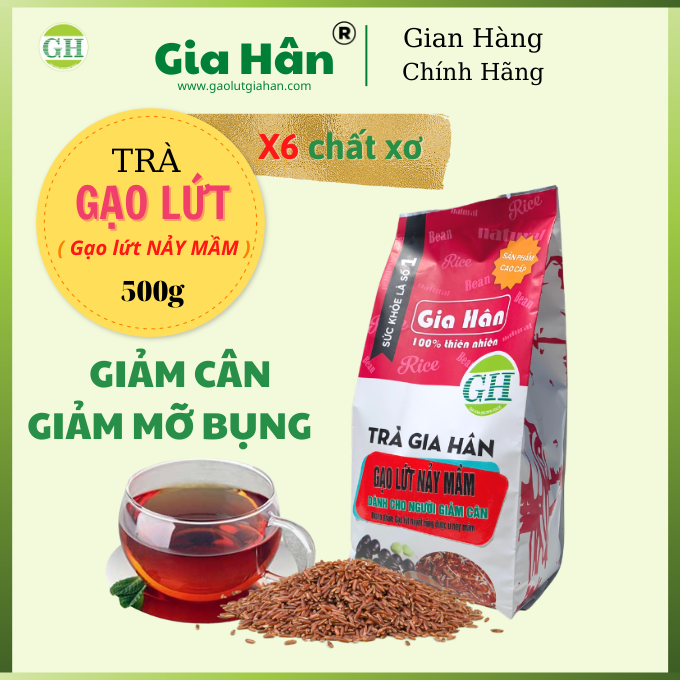 TRÀ GẠO LỨT GIẢM CÂN GIA HÂN , GIẢM MỠ  [ 500G] 100% Thiên nhiên 