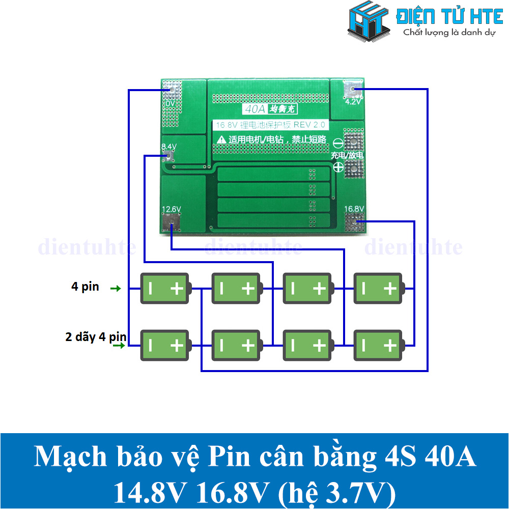 Mạch bảo vệ Pin cân bằng 4S 14.8V 16.8V 40A