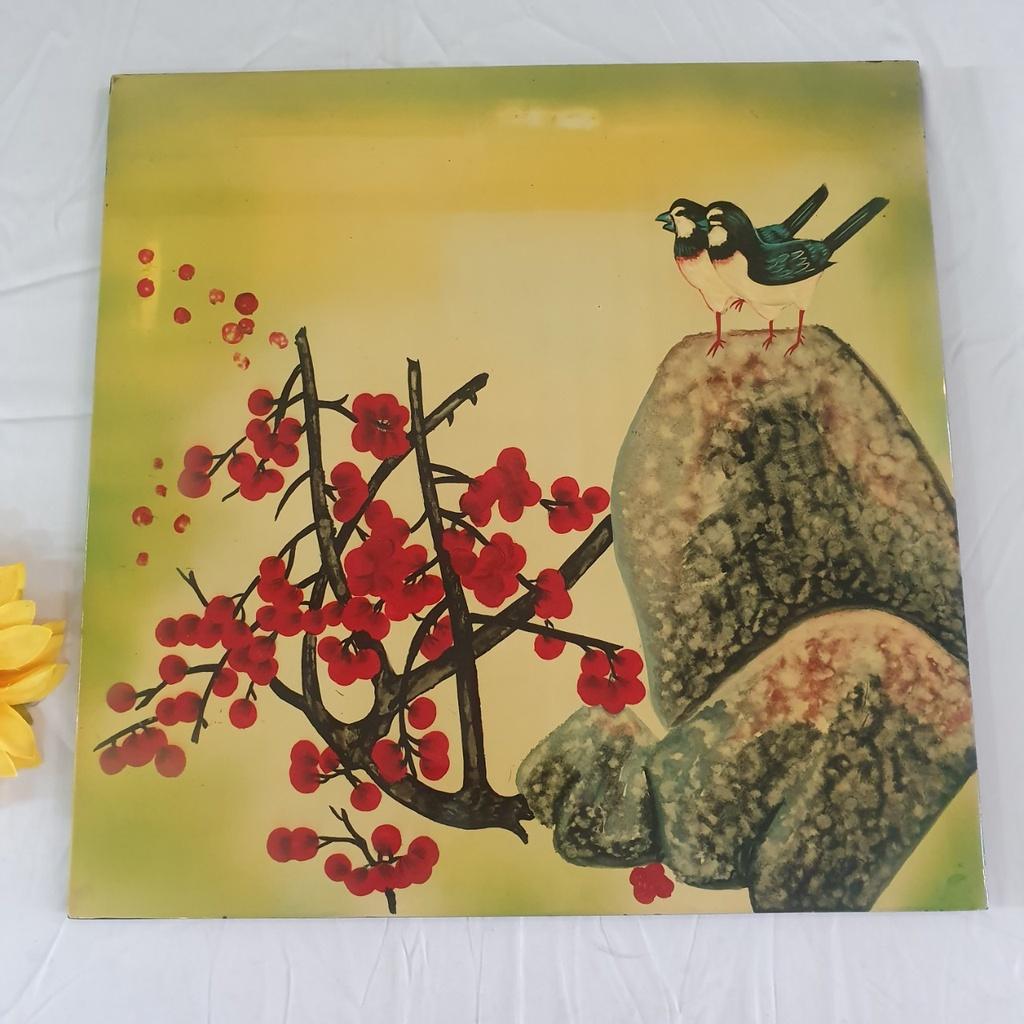 Tranh sơn mài Hoa hàng xuất khẩu 40x40 cm trang trí nhà cửa, làm quà tặng ý nghĩa