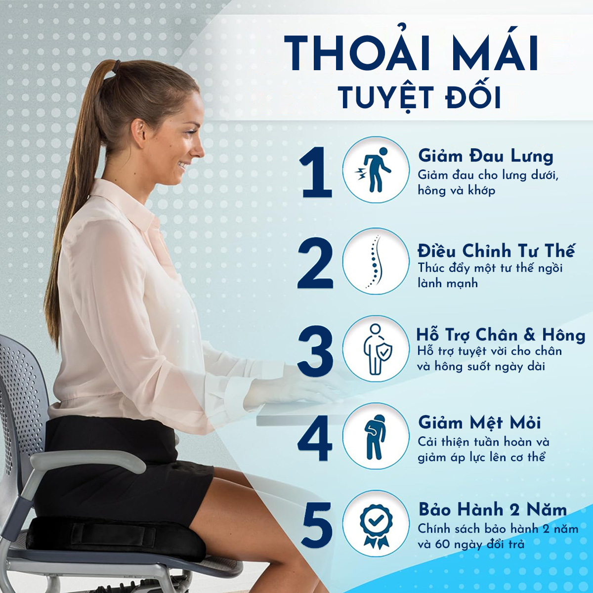 Đệm Lót Ghế Ngồi NOOZ Home Goods Gối Lót Ghế Ngồi Bệt Memory Foam Giúp Chống Đau Lưng, Đau Xương Cụt, Đau Thần Kinh Tọa Ruột Đệm Cao Su Non Danh Cho Dân Văn Phòng