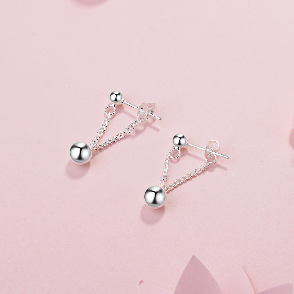 Đôi bông tai lỗ đinh xích bi tinh tế