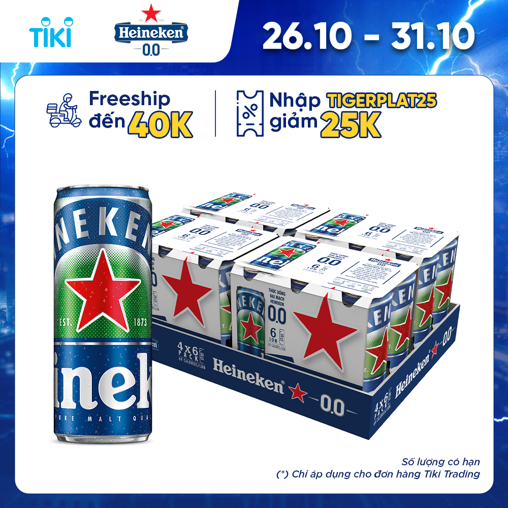 Thùng 24 Lon Thức Uống Đại Mạch Heineken 0.0 330ml