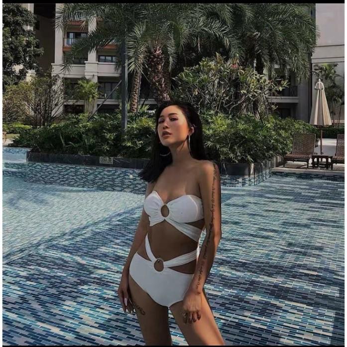 freeship Đồ bơi bikini 2 mảnh phối khoen màu trắng đẹp VATIXA BKN37