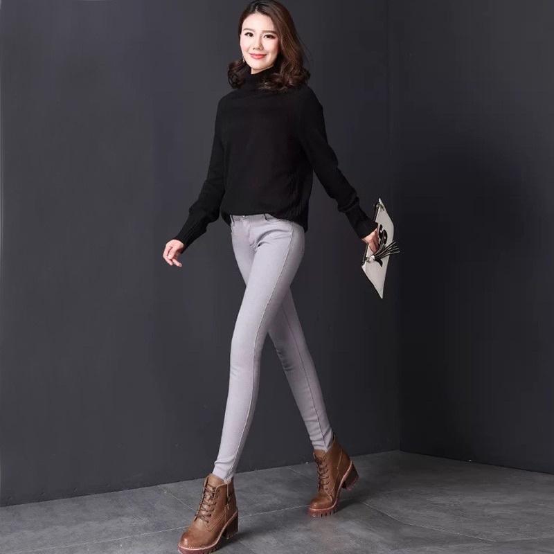 Quần jean giấy lưng cao co giãn