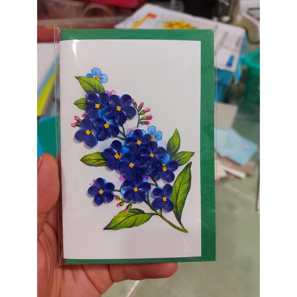 Thiệp Quilling giấy xoắn Handmade, hoa kích thước 8cmx12cm