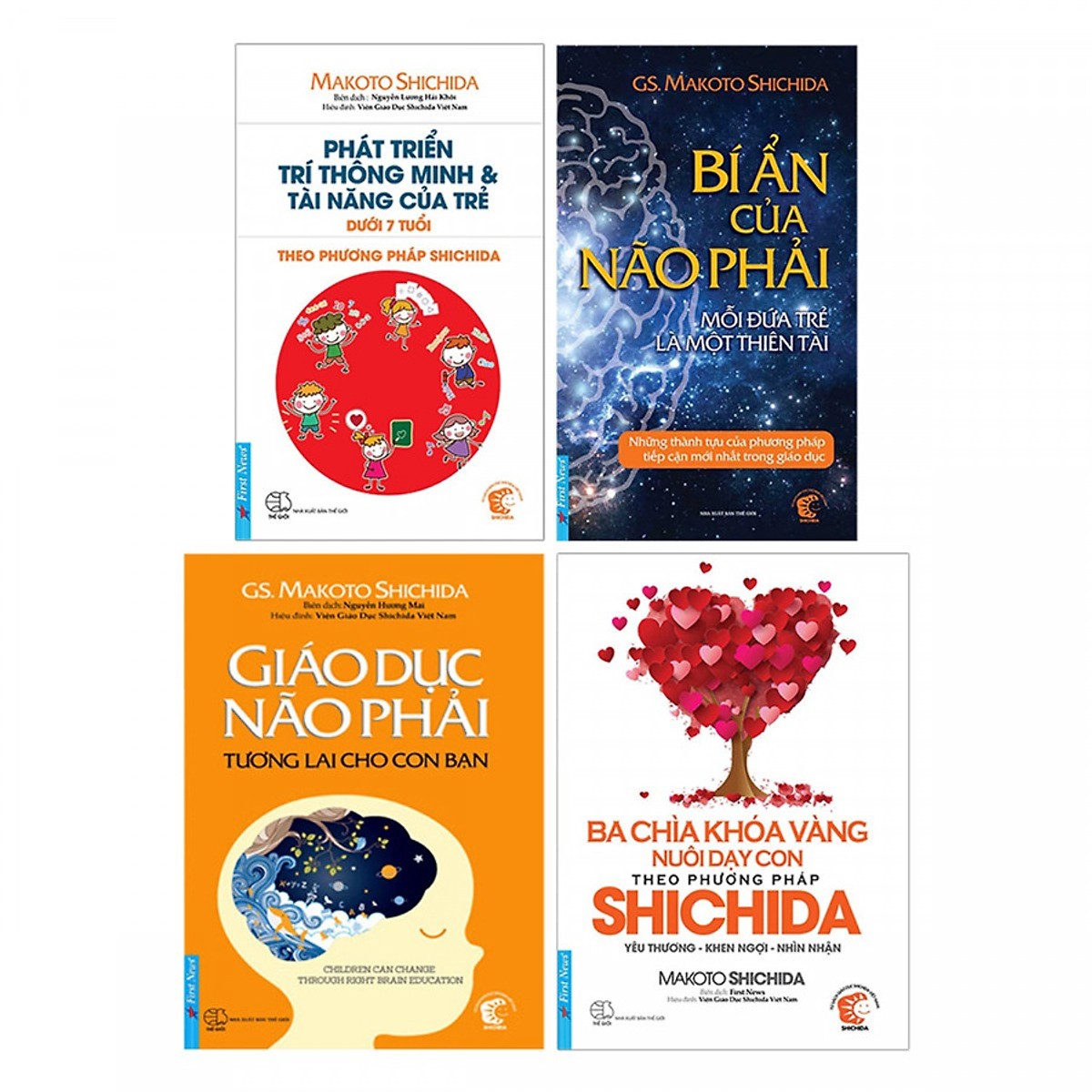 Combo 4 cuốn Shichida: bí ẩn não phải, giáo dục não phải, ba chìa khoá vàng, phát triển trí thông minh và tài năng của trẻ tặng cuốn rèn kỹ năng cho bé