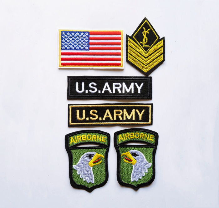 6 Miếng Huy Hiệu Quân Đội Thêu Ủi Army Patch Ủi Sticker Thêu Logo Ủi Dùng Trang Trí Quần Áo MS221583