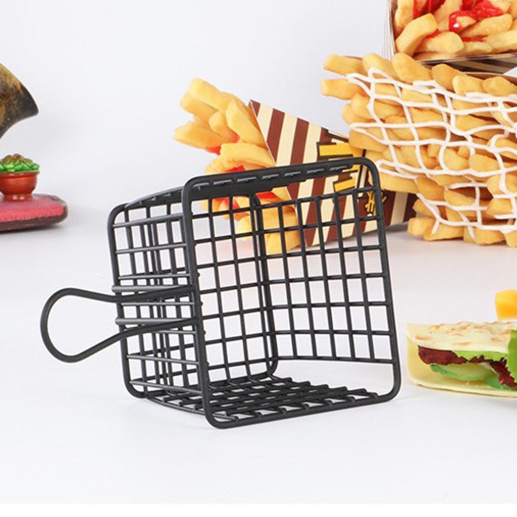 Metal Iron Mesh Strainer Fry Basket Kitchen Colander Sifter Black S