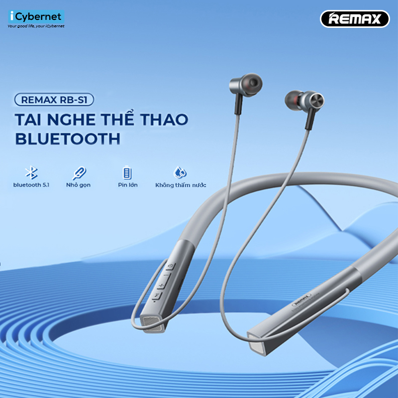 Tai nghe Bluetooth thể thao Remax RB-S1 tai nghe hút từ tính - Hàng chính hãng