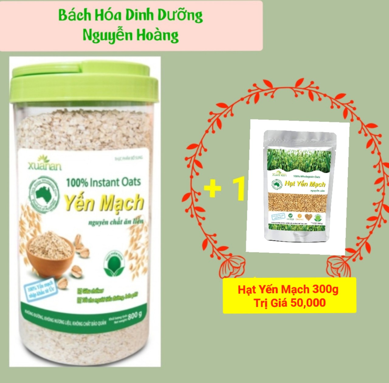 Yến Mạch Nguyên Chất Xuân An Hộp 800g