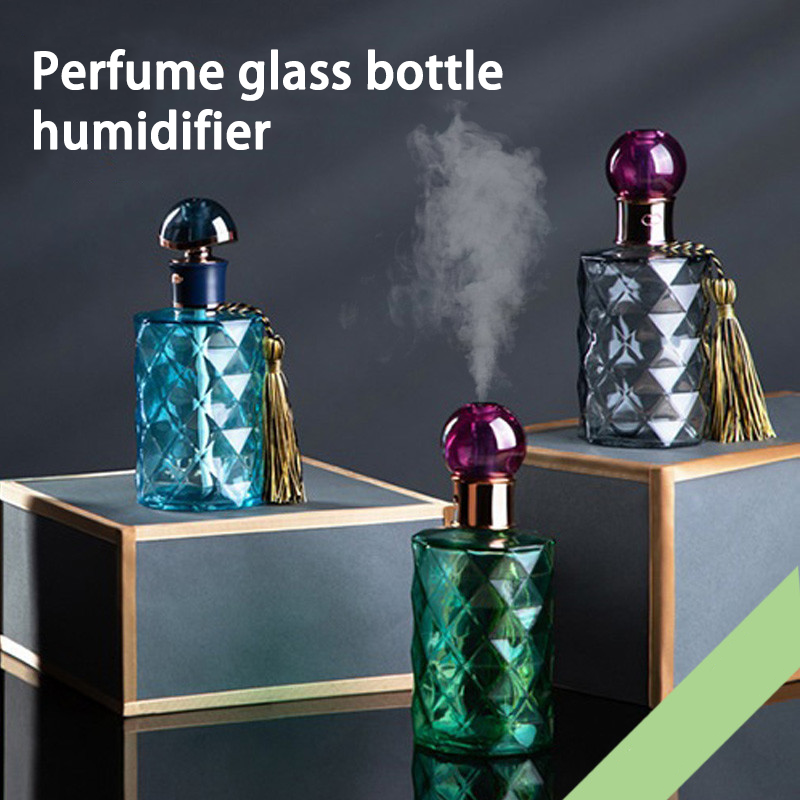 Máy Tạo Độ Ẩm Không Khí Usb Khuếch Tán Hương Thơm Nước Hoa Thủy Tinh Chai Siêu Âm Thanh Mát Phun Sương Tạo Máy Khuếch Tán Tinh Dầu Mini Di Động Xe Ô Tô Hương Humidi