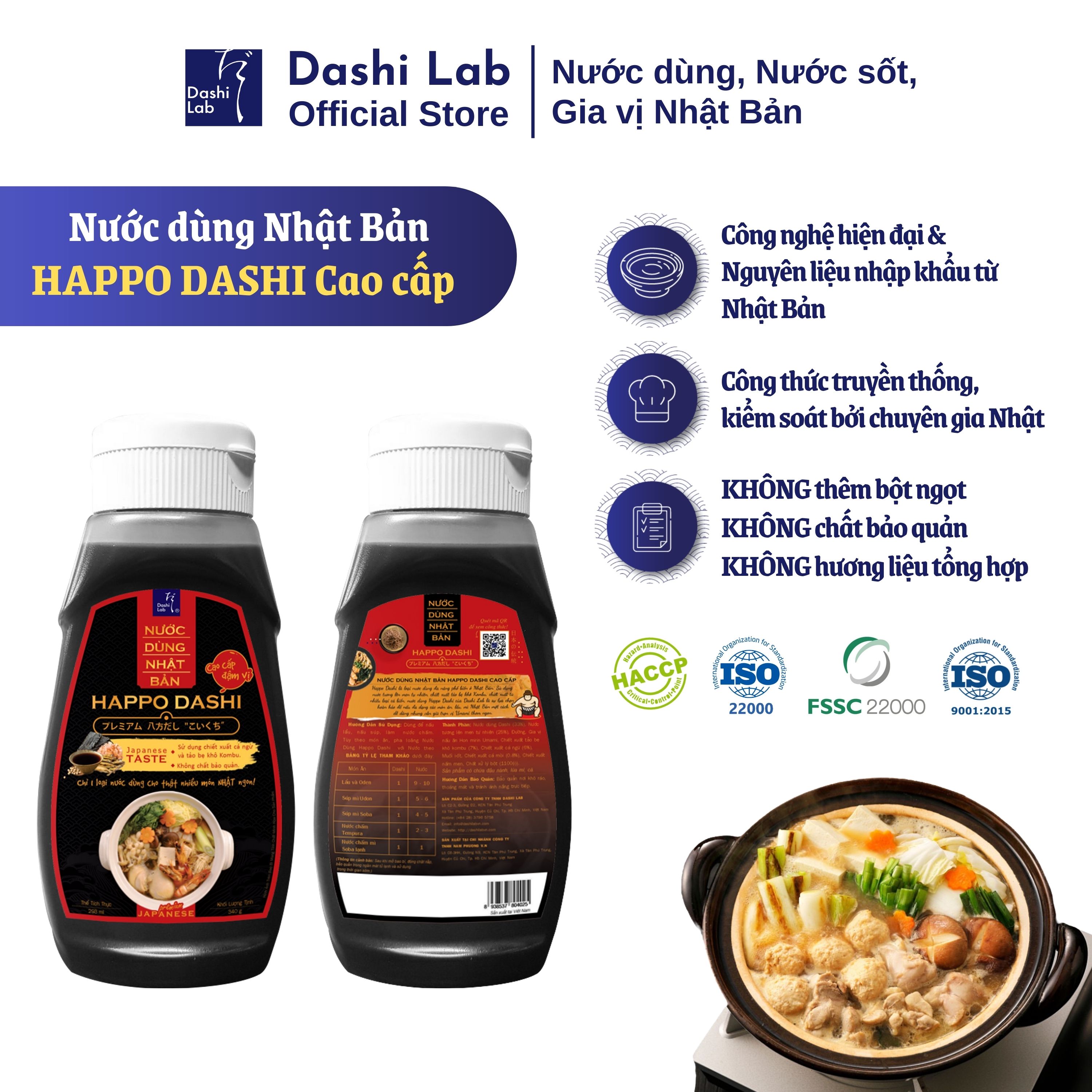 Combo Mì Lạnh Nhật Bản 1 Chai Nước Dùng HAPPO DASHI 340g Và 1 Gói Mì Soba OGAWA SEIMEN 200g DASHI LAB Chuẩn Bản Xứ