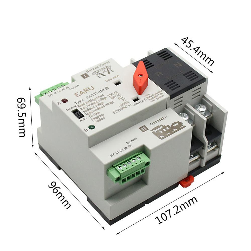 Compact Automatic Transfer Switch Electrical Selector Switches Dual Power Switch Solar Power Rail Type Household Power Transfer Switch