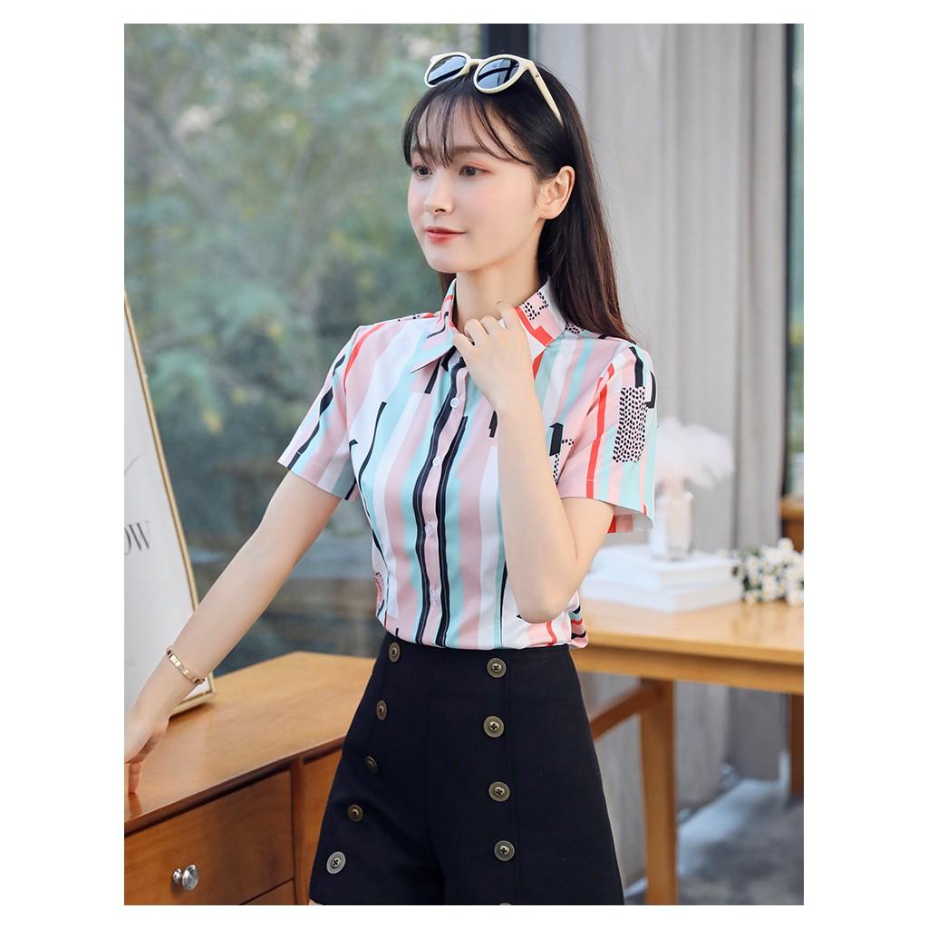 Áo sơ mi nữ công sở phối màu trẻ trung sm41