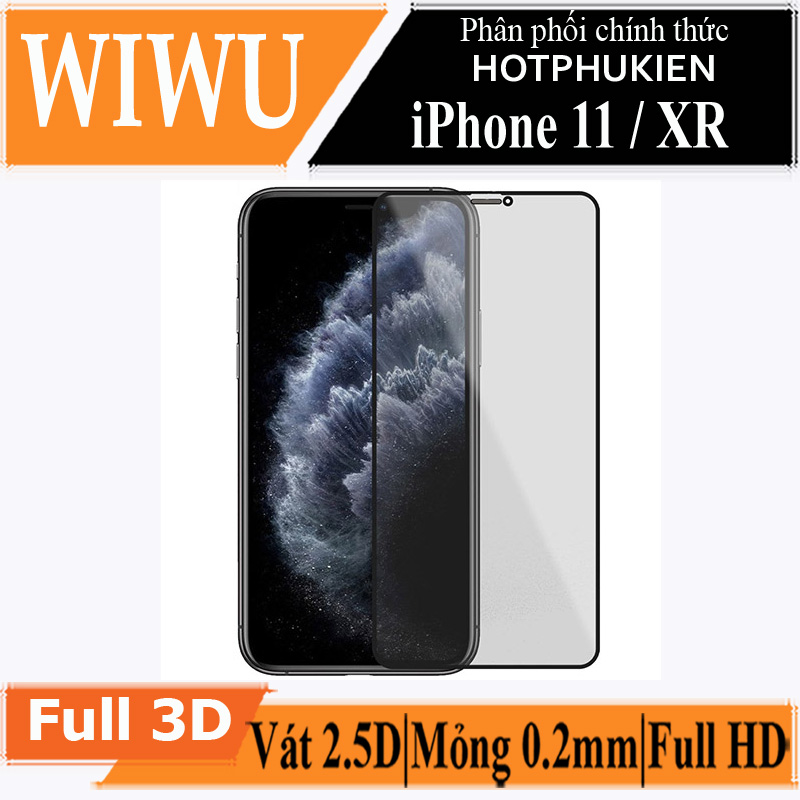 Miếng dán kính cường lực Cho iPhone 11 / 11 Pro / 11 Pro Max / X / Xs / Xs Max / XR full màn hình 2.5D chống nứt vỡ cạnh hiệu WIWU iVista Chống va đập, vát cạnh 2.5D, chống vân tay - hàng nhập khẩu