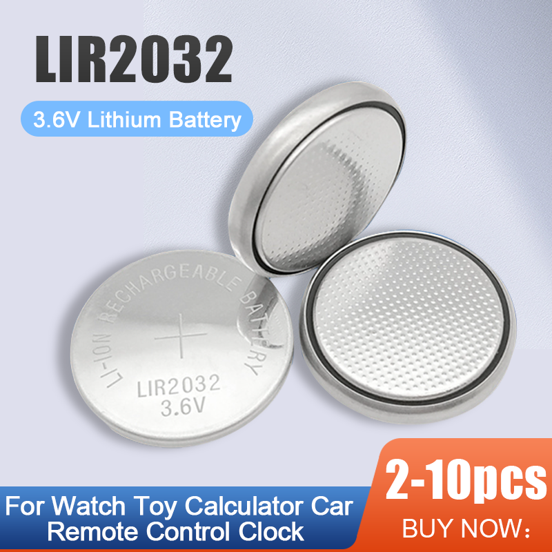 3.6V LIR2032 LIR 2032 Pin Sạc Lithium Cho Đồng Hồ Điều Khiển Từ Xa Bo Mạch Chủ Nút Đồng Xu Tế Bào Thay Thế CR2032 Màu sắc: 2 Chiếc
