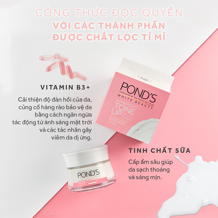 Combo Kem Sữa Rửa Mặt Dưỡng Trắng Nâng Tông Pond'S White Beauty 100G, Phấn Phủ Nâng Tông Pond'S 40G Và Kem Sữa Dưỡng Trắng Nâng Tông Pond'S 50G