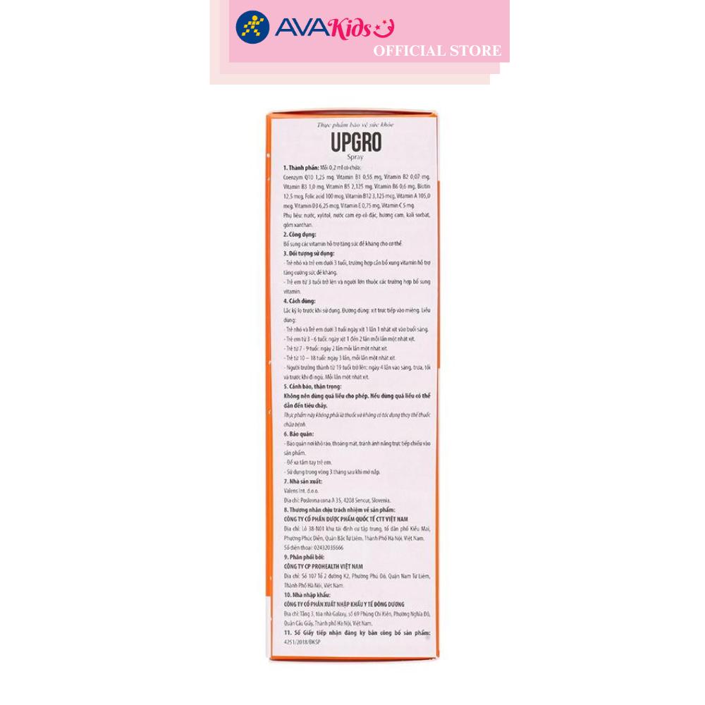 Lọ xịt Valens Upgro Multivitamin hỗ trợ tăng sức đề kháng 25 ml (từ 6 tháng)