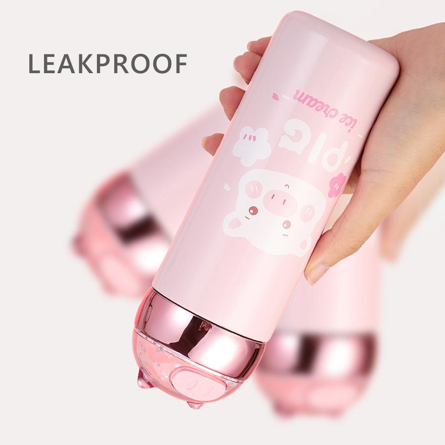 Dễ Thương Kim Sa Lấp Lánh Bé Gái Cách Nhiệt Cup Di Động Nhỏ Mini Hồng Trẻ Em Bình Giữ Nhiệt Thép Không Gỉ 304 Tumbler Treo Tường Đôi Hút Chân Không